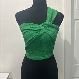 Green One-Shoulder Women Top